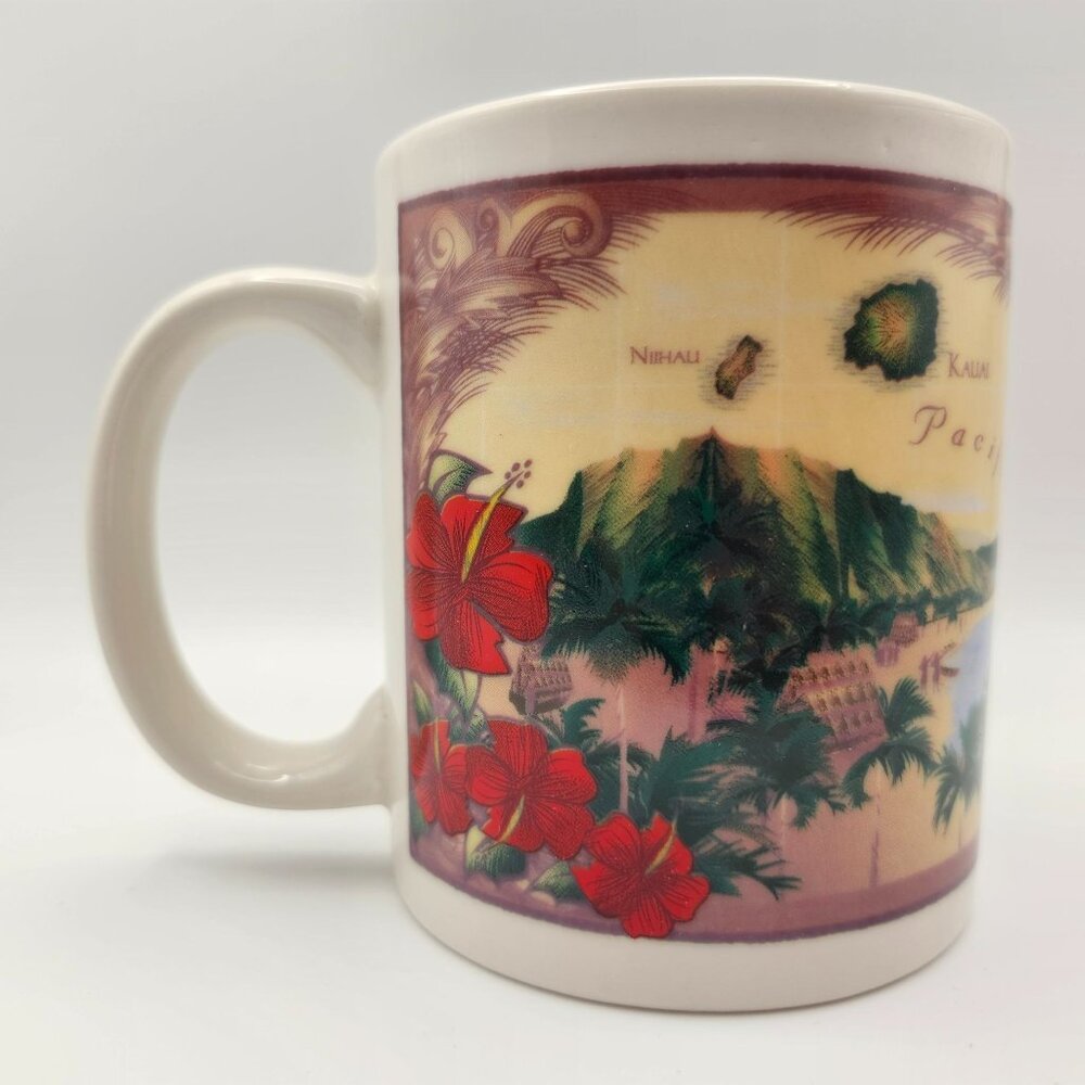 Vintage Island Group Hawaiian Island Chain Map Ceramic Coffee Mug 12oz